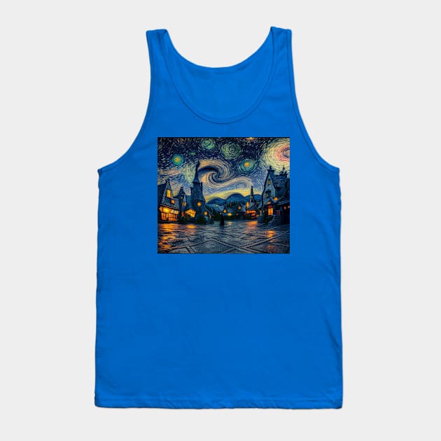 Starry Night Over Hogsmeade Village Tank Top by Grassroots Green